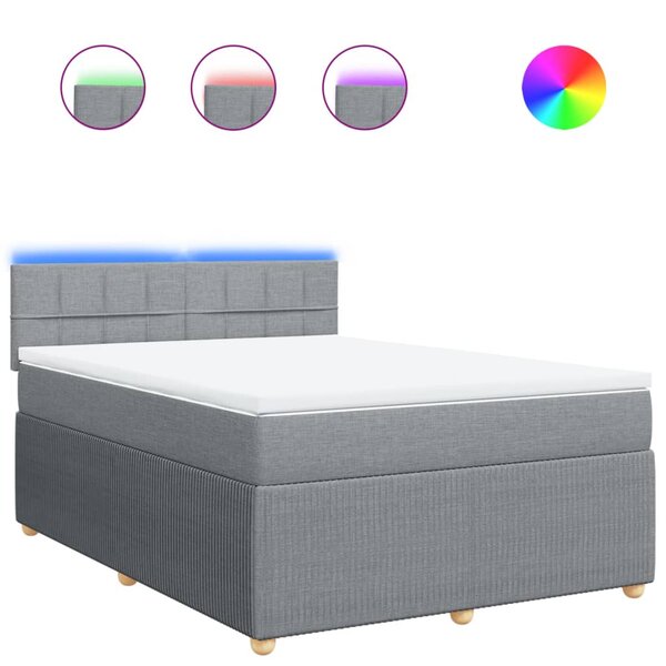 vidaXL Sommier à lattes de lit avec matelas Gris clair 140x190cm Tissu
