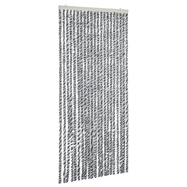 vidaXL Rideau anti-mouches gris et noir et blanc 100x230 cm chenille
