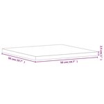 vidaXL Dessus de table 50x50x2 5 cm carré bois massif de hêtre