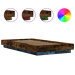 vidaXL Cadre de lit et lumières LED sans matelas chêne fumé 75x190 cm