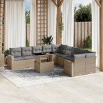 vidaXL Salon de jardin 11 Pièces avec coussins beige résine tressée