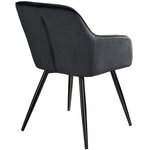 Lot de 4 chaises pieds noir siège de salon cuisine salle à manger design élégant velours noir 08_0000080