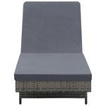 vidaXL Chaise longue avec roues et coussin Résine tressée Anthracite