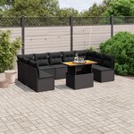 vidaXL Salon de jardin 10 Pièces avec coussins noir résine tressée
