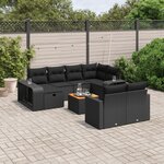 vidaXL Salon de jardin 11 Pièces avec coussins noir résine tressée