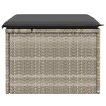 vidaXL Tabouret de jardin coussin gris clair 55x55x37cm résine tressée