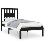 vidaXL Cadre de lit Noir Bois massif 75x190 cm Petit simple