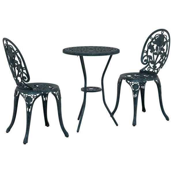 Ensemble bistro de jardin 3 pièces vidaXL vert en alu moulé