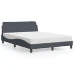 vidaXL Lit avec matelas gris foncé 140x190 cm velours