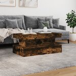 vidaXL Table basse avec lumières LED chêne fumé 90x50x40 cm