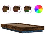 vidaXL Cadre de lit avec lumières LED chêne fumé 90x200 cm