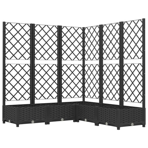 vidaXL Jardinière avec treillis noir 120x120x121 5 cm PP