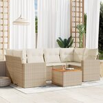 vidaXL Salon de jardin avec coussins 7 Pièces beige résine tressée