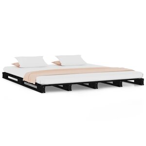 vidaXL Lit de palette noir 120x190 cm Bois pin massif Petit Double
