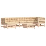 vidaXL Salon de jardin 8 Pièces avec coussins bois massif