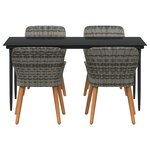 vidaXL Ensemble repas jardin 5 pièces Gris Poly Rattan