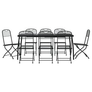 vidaXL Ensemble à manger de jardin 9 Pièces anthracite métal maille