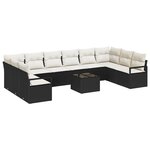 Ensemble de Canapé de Jardin 10 Pièces avec Coussins Marron Rattan Synthétique