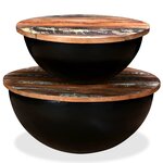vidaXL Ensemble de table basse 2Pièces Bois récupération massif forme bol