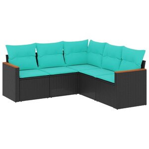vidaXL Salon de jardin 5 Pièces avec coussins noir résine tressée