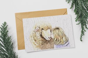 Carte à planter le mouton et la jeune fille