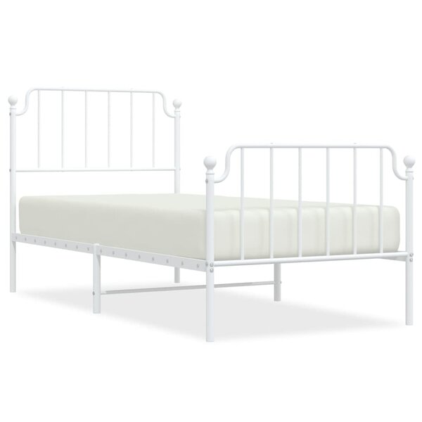 vidaXL Cadre de lit métal avec tête de lit/pied de lit blanc 90x190 cm