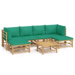 vidaXL Salon de jardin 7 Pièces avec coussins vert bambou