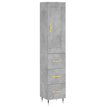 vidaXL Buffet haut Gris béton 34 5x34x180 cm Bois d'ingénierie