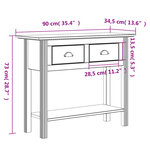 vidaXL Table console BODO blanc 91x35x74 cm bois de pin massif