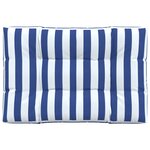 vidaXL Coussin de palette rayures bleues et blanches 120x80x12cm tissu