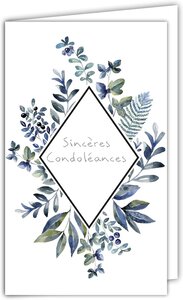 Carte de voeux - condoléances - sincères condoléances - fleurs bleues - La  Poste
