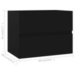 vidaXL Armoire d'évier Noir 60x38 5x45 cm Aggloméré