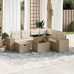 vidaXL Salon de jardin avec coussins 8 Pièces beige résine tressée