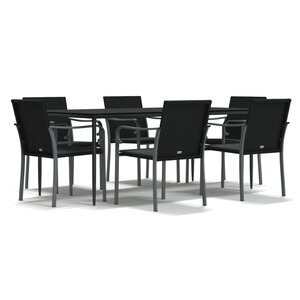 vidaXL Ensemble à manger de jardin 7 Pièces coussins résine tressée acier