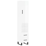 vidaXL Buffet haut Blanc brillant 34 5x34x180 cm Bois d'ingénierie