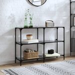 vidaXL Table console avec dessus en verre noir 118 5x30x81 cm acier
