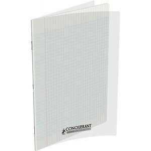 Cahier 140 pages seyès 90 g  couverture polypropylène incolore  format 24 x 32 cm CONQUERANT