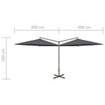 vidaXL Parasol de jardin double avec mât en acier anthracite 600 cm