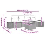 vidaXL Ensemble de Canapé de Jardin de 6 Pièces avec Coussins Gris Poly Rattan