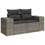 vidaXL Salon de jardin 5 Pièces avec coussins gris clair résine tressée