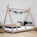 Lit cabane enfant NAKANA 90 x 200 rose pastel