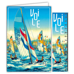 Carte VOILIER avec Enveloppe 12x17 5cm Pour sportif sportive Dériveur Multicoque Skiff Planche à voile Kitesurf Nautisme - Collection Passion Sports des Jeux Olympiques - Fabriqué en France