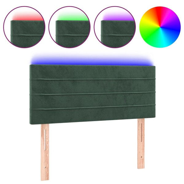 vidaXL Tête de lit à LED Vert foncé 90x5x78/88 cm Velours