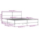 vidaXL Cadre de lit chêne marron 140x200 cm bois d'ingénierie et métal