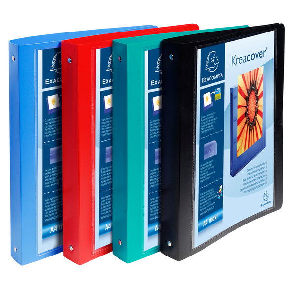 Classeur personnalisable Krea Cover 4 anneaux 30mm A4+ Couleur aléatoire x 5 EXACOMPTA