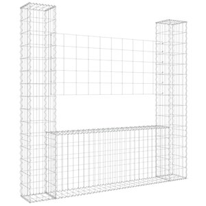 vidaXL Panier de gabion en forme de U avec 2 poteaux Fer 140x20x150 cm