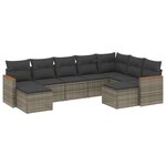 vidaXL Salon de jardin 9 Pièces avec coussins gris résine tressée