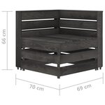 vidaXL Canapé d'angle palette de jardin Gris Bois de pin imprégné