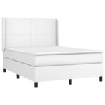 vidaXL Sommier à lattes de lit matelas LED Blanc 140x190 cm Similicuir