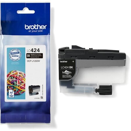 BROTHER - Cartouche d'encre LC424BK - Noir haute capacité de 750 pages - Pour DCP-J1200W